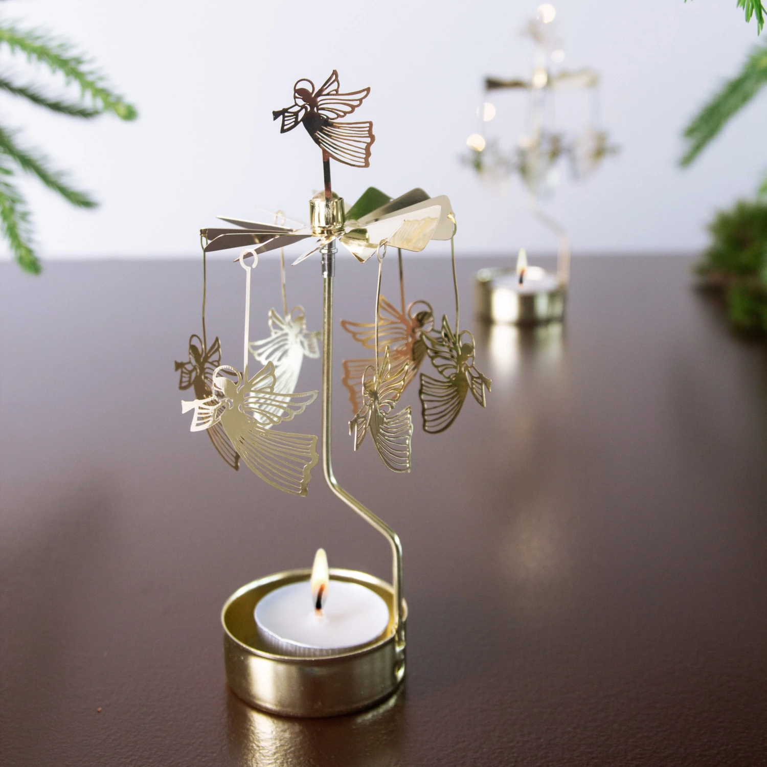 Draaiende Waxinelichthouder Vliegende Engel 2 Draaiende Waxinelichthouder Vliegende Engel - Afbeelding 2